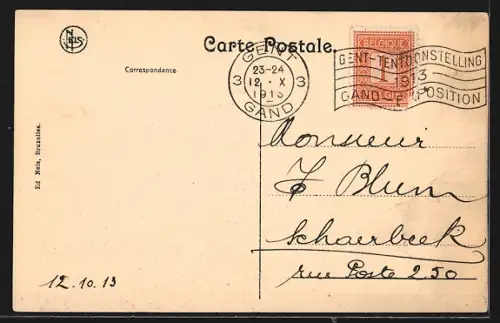 AK Gand, Panorama mit Kirche