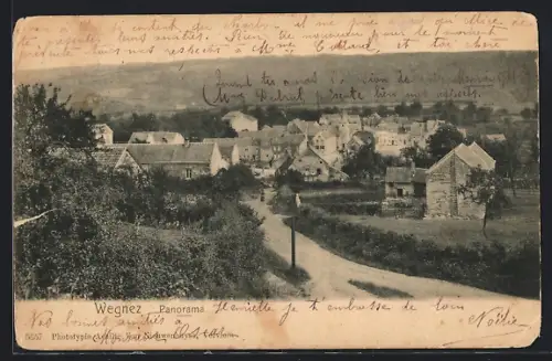 AK Wegnez, Panorama mit Strassenpartie