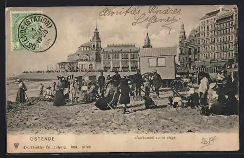 AK Ostende, L`après-midi sur la plage
