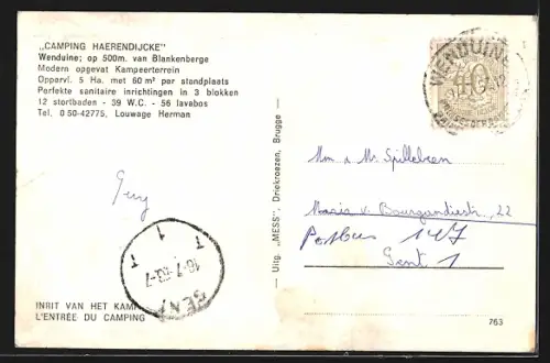 AK Wenduine, Camping Haerendijcke, L`Entrée du Camping