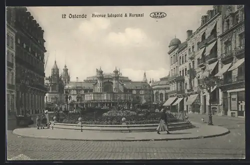 AK Ostende, Avenue Léopold & Kursaal