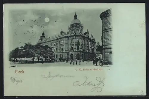 Mondschein-AK Plzen, C. K. Postovni Budova