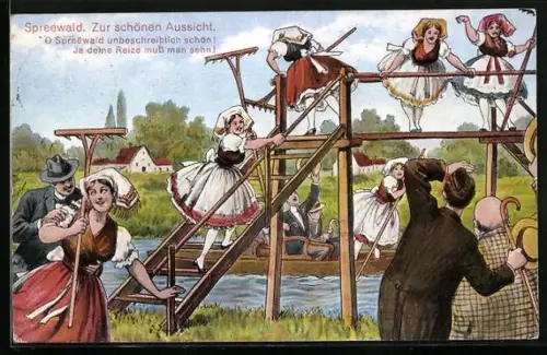 AK Tracht Spreewald, Zur schönen Aussicht, Voyeurismus