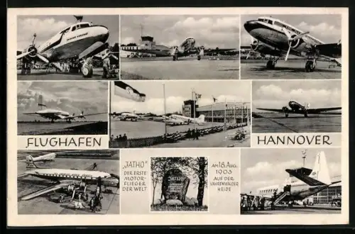 AK Hannover, Ansichten des Flughafens, Flugzeug von Jatho