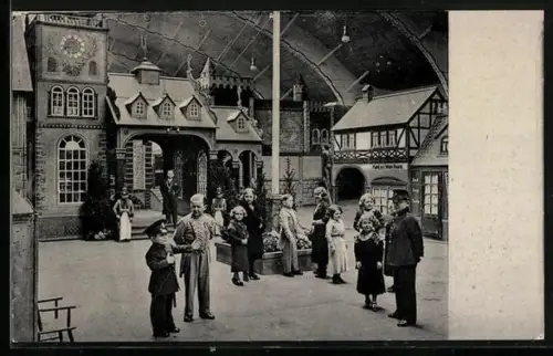 AK Berlin, Schäfers Märchenstadt Liliput, Liliputaner auf dem Marktplatz