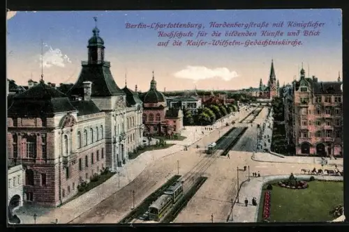 AK Berlin-Charlottenburg, Hardenbergstrasse mit Strassenbahn und Hochschule