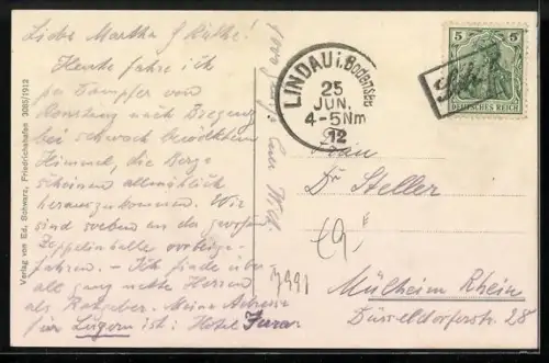 Künstler-AK Eugen Felle: Friedrichshafen, Zeppelin`sches Luftschiff, Zug