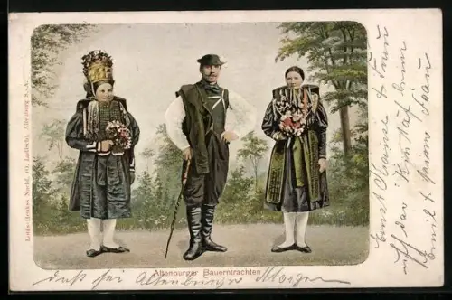AK Altenburg, Drei Bauern in Thüringer Tracht