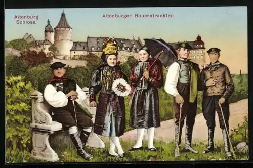 AK Serie: thüringische Trachten, Bauerntrachten aus Altenburg