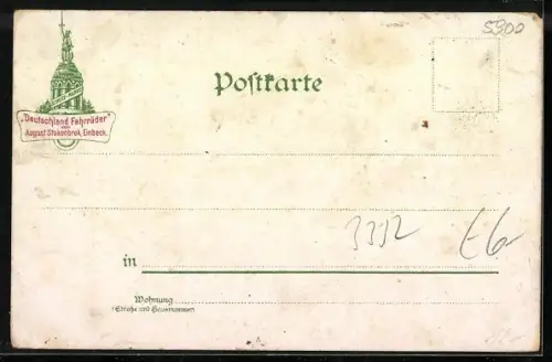 Lithographie Eisenach, Blick von der Wartburg