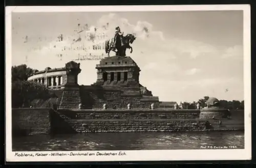 AK Koblenz, Kaiser-Wilhelm-Denkmal am Deutschen Eck