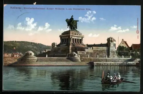 AK Koblenz, Kaiser-Wilhelm-Provinzialdenkmal am Deutschen Eck