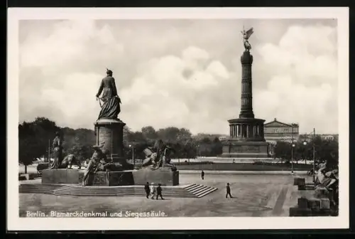 AK Berlin, Bismarck-Denkmal und Siegessäule