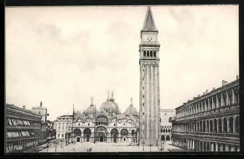 AK Venezia, Piazza S. Marco, Basilica di San Marco, Campanile