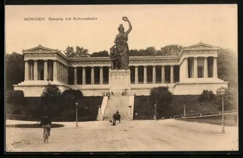 AK München, Bavaria mit Ruhmeshalle u. Vorplatz