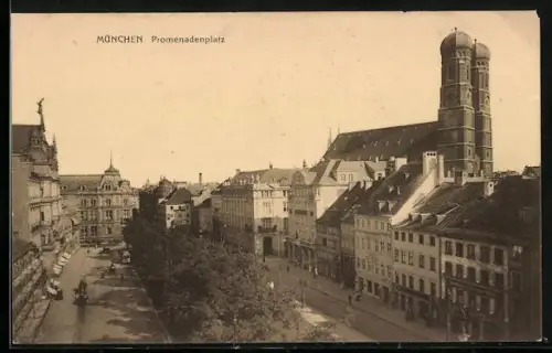 AK München, Promenadenplatz mit Frauenkirche
