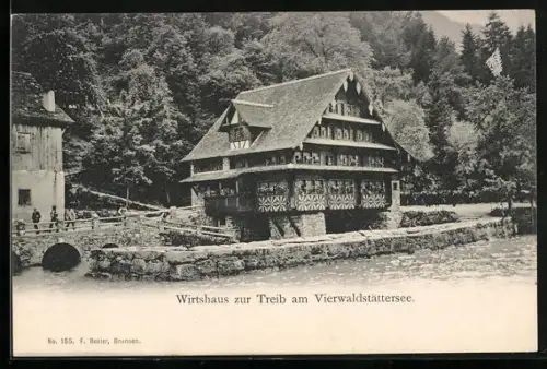 AK Vierwaldstättersee, Gaststätte Wirtshaus zur Treib mit Brücke