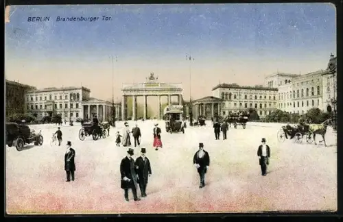 AK Berlin, Brandenburger Tor mit Vorplatz, Panorama