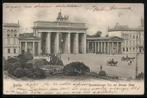 AK Berlin, Brandenburger Tor mit Pariser Platz