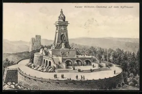 Künstler-AK Kaiser-Wilhelm-Denkmal auf dem Kyffhäuser