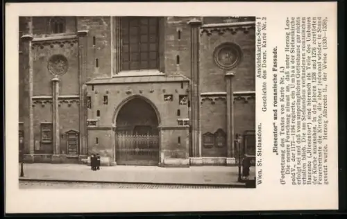 AK Wien, St. Stefansdom, Riesentor und romanische Fassade