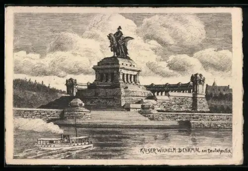 Künstler-AK Kaiser Wilhelm-Denkmal am Deutschen Eck