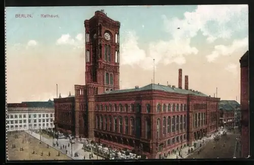 AK Berlin, Rathaus mit Strassenpartie
