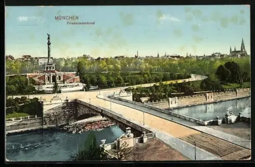 AK München, Friedensdenkmal, Prinzregentenbrücke