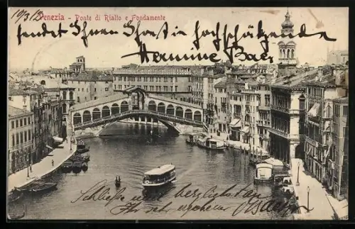 AK Venezia / Venedig, Rialto-Brücke und Fondamente