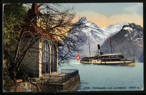 AK Tellskapelle und Urirotstock, Dampfer Schiller