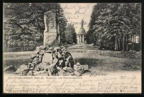 AK Detmold /Teutoburger Wald, Bismarck- und Hermannsdenkmal