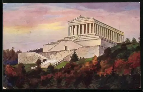 AK Regensburg, Abendstimmung an der Walhalla