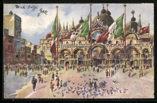 Künstler-AK Venezia, Basilica di S. Marco