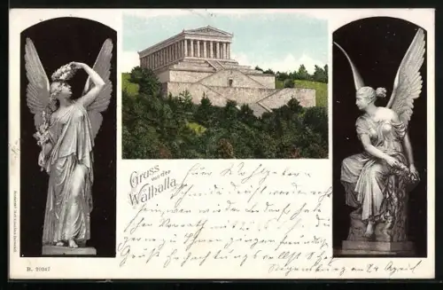 AK Regensburg, Walhalla, Engelsstatuen