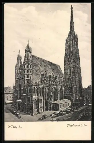 AK Wien, Stephanskirche mit Kutschen