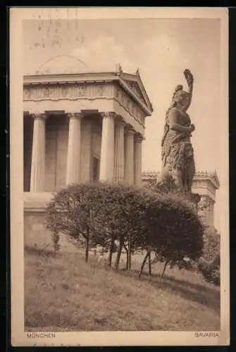 AK München, Ruhmeshalle, Teilansicht mit Bavaria