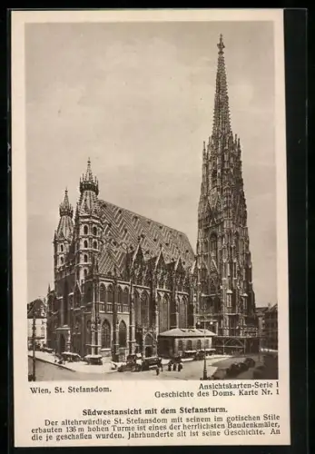 AK Wien, St. Stefansdom, Südwestansicht
