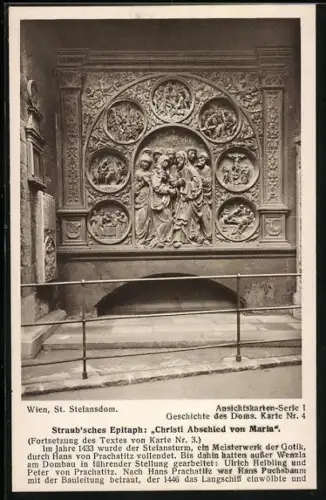 AK Wien, St. Stefansdom, Straub`sches Epitaph, Christi Abschied von Maria