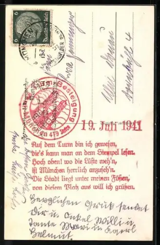 AK München, Blick auf die Frauenkirche