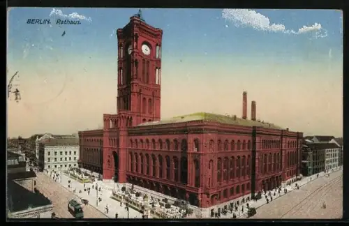 AK Berlin, Rathaus, Strassenbahn