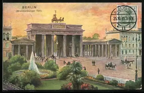 Künstler-AK Berlin, Partie am Brandenburger Tor