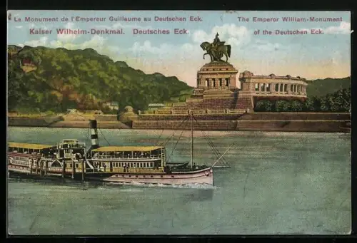 AK Koblenz, Kaiser Wilhelm-Denkmal am Deutschen Eck