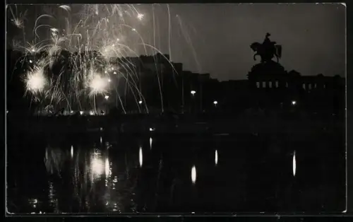 AK Deutsches Eck, Feuerwerk vor der Festung Ehrenbreitstein