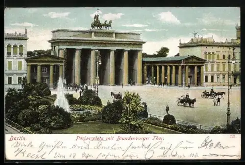 AK Berlin, Pariser Platz mit Brandenburger Tor