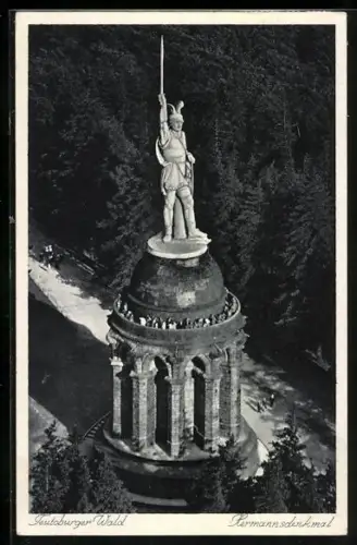 AK Detmold, Hermannsdenkmal aus dem Flugzeug
