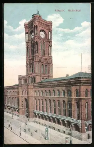 AK Berlin, Rathaus mit Strasse aus der Vogelschau
