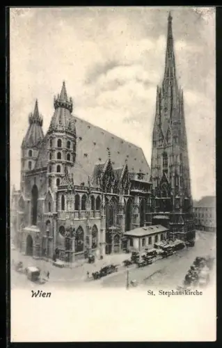 AK Wien, St. Stephanskirche mit Strasse