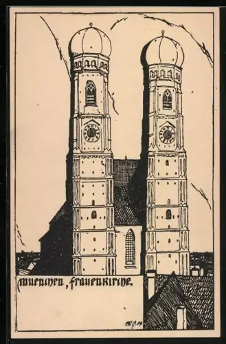 Künstler-AK München, Frauenkirche