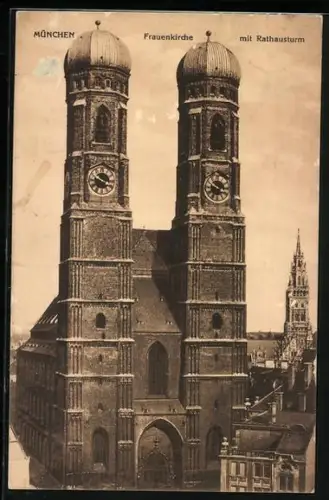 AK München, Frauenkirche, Rathausturm