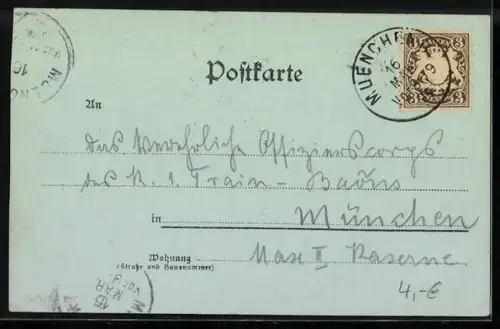 Mondschein-Lithographie München, Isarparthie mit Maximilianeum